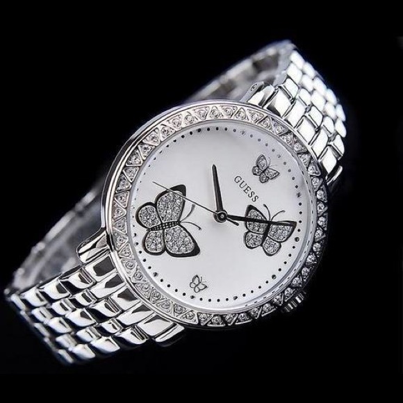 silver butterfly watch
